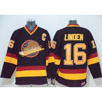 Vancouver Canucks #16 Trevor Linden Black CCM Throwback Stitched NHL Jersey
