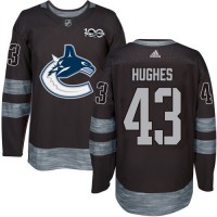 Adidas Vancouver Canucks #43 Quinn Hughes Black 1917-2017 100th Anniversary Stitched NHL Jersey