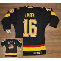 Vancouver Canucks #16 Trevor Linden Stitched Black CCM Throwback Vintage NHL Jersey