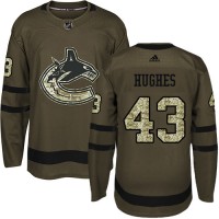 Adidas Vancouver Canucks #43 Quinn Hughes Green Salute to Service Stitched NHL Jersey