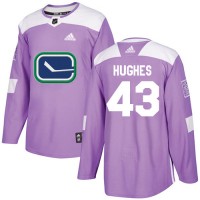 Adidas Vancouver Canucks #43 Quinn Hughes Purple Authentic Fights Cancer Stitched NHL Jersey