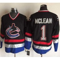 Vancouver Canucks #1 Kirk Mclean Black/Blue CCM Throwback Stitched NHL Jersey