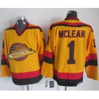 Vancouver Canucks #1 Kirk Mclean Gold CCM Throwback Stitched NHL Jersey