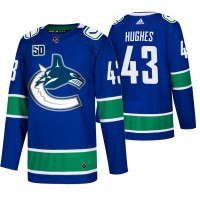 Men's Vancouver Vancouver Canucks #43 Quinn Hughes Adidas Blue 2019-20 Home Authentic NHL Jersey