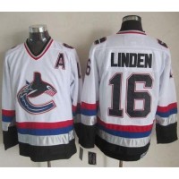 Vancouver Canucks #16 Trevor Linden White/Black CCM Throwback Stitched NHL Jersey