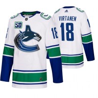 Vancouver Vancouver Canucks #18 Jake Virtanen 50th Anniversary Men's White 2019-20 Away Authentic NHL Jersey