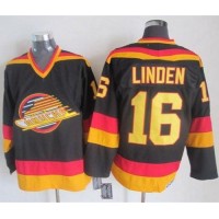 Vancouver Canucks #16 Trevor Linden Black/Gold CCM Throwback Stitched NHL Jersey