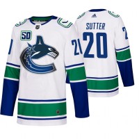 Vancouver Vancouver Canucks #20 Brandon Sutter 50th Anniversary Men's White 2019-20 Away Authentic NHL Jersey