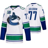 Vancouver Vancouver Canucks #77 Nikolay Goldobin 50th Anniversary Men's White 2019-20 Away Authentic NHL Jersey