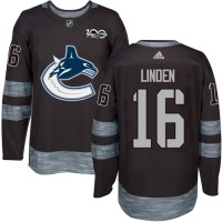Adidas Vancouver Canucks #16 Trevor Linden Black 1917-2017 100th Anniversary Stitched NHL Jersey