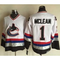 Vancouver Canucks #1 Kirk Mclean White/Black CCM Throwback Stitched NHL Jersey