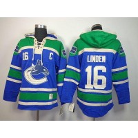 Vancouver Canucks #16 Trevor Linden Blue Sawyer Hooded Sweatshirt Stitched NHL Jersey