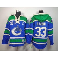 Vancouver Canucks #33 Henrik Sedin Blue Sawyer Hooded Sweatshirt Stitched NHL Jersey
