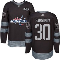 Adidas Washington Capitals #30 Ilya Samsonov Black 1917-2017 100th Anniversary Stitched NHL Jersey