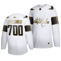 Washington Washington Capitals #8 Alexander Ovechkin Men's Adidas 700 Goals Career White Golden Editon Limited Stitched NHL Jersey