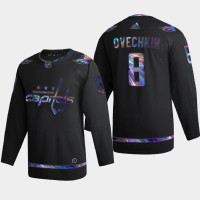 Washington Washington Capitals #8 Alexander Ovechkin Men's Nike Iridescent Holographic Collection NHL Jersey - Black