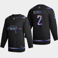 Washington Washington Capitals #2 Justin Schultz Men's Nike Iridescent Holographic Collection NHL Jersey - Black