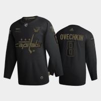 Washington Washington Capitals #8 Alexander Ovechkin Adidas 2020 Veterans Day Authentic NHL Jersey - Black