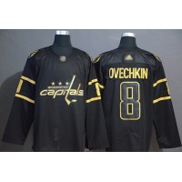 Adidas Washington Capitals #8 Alex Ovechkin Black/Gold Authentic Stitched NHL Jersey