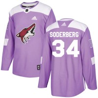 Adidas Arizona Coyotes #34 Carl Soderberg Purple Authentic Fights Cancer Stitched NHL Jersey