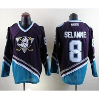 Anaheim Ducks #8 Teemu Selanne Purple/Turquoise CCM Throwback Stitched NHL Jersey