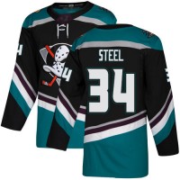 Adidas Anaheim Ducks #34 Sam Steel Black/Teal Alternate Authentic Stitched NHL Jersey