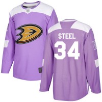 Adidas Anaheim Ducks #34 Sam Steel Purple Authentic Fights Cancer Stitched NHL Jersey