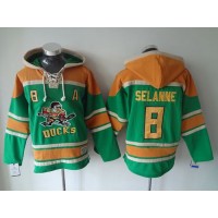 Anaheim Ducks #8 Teemu Selanne Green Sawyer Hooded Sweatshirt Stitched NHL Jersey