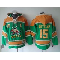 Anaheim Ducks #15 Ryan Getzlaf Green Sawyer Hooded Sweatshirt Stitched NHL Jersey
