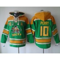 Anaheim Ducks #10 Corey Perry Green Sawyer Hooded Sweatshirt Stitched NHL Jersey