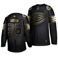 Adidas Anaheim Ducks #36 John Gibson Men's 2019 Black Golden Edition Authentic Stitched NHL Jersey