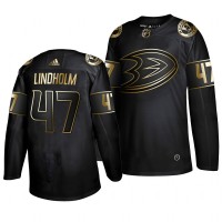 Adidas Anaheim Ducks #47 Hampus Lindholm Men's 2019 Black Golden Edition Authentic Stitched NHL Jersey