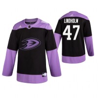Adidas Anaheim Ducks #47 Hampus Lindholm Men's Black Hockey Fights Cancer Practice NHL Jersey