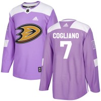 Adidas Anaheim Ducks #7 Andrew Cogliano Purple Authentic Fights Cancer Stitched NHL Jersey