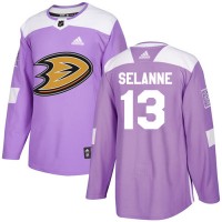 Adidas Anaheim Ducks #13 Teemu Selanne Purple Authentic Fights Cancer Stitched NHL Jersey