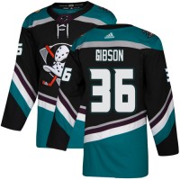 Adidas Anaheim Ducks #36 John Gibson Black/Teal Alternate Authentic Stitched NHL Jersey