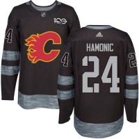 Adidas Calgary Flames #24 Travis Hamonic Black 1917-2017 100th Anniversary Stitched NHL Jersey