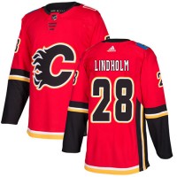 Adidas Calgary Flames #28 Elias Lindholm Red Home Authentic Stitched NHL Jersey