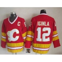Calgary Flames #12 Jarome Iginla Red CCM Throwback Stitched NHL Jersey