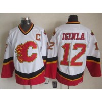 Calgary Flames #12 Jarome Iginla White/Black CCM Throwback Stitched NHL Jersey
