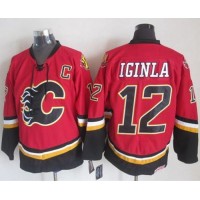 Calgary Flames #12 Jarome Iginla Red/Black CCM Throwback Stitched NHL Jersey