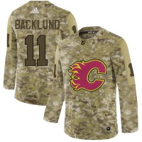 Adidas Calgary Flames #11 Mikael Backlund Camo Authentic Stitched NHL Jersey