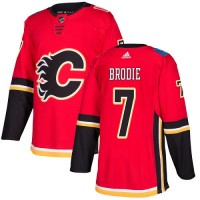 Adidas Calgary Flames #7 TJ Brodie Red Home Authentic Stitched NHL Jersey