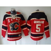 Calgary Flames #5 Mark Giordano Red Sawyer Hooded Sweatshirt Stitched NHL Jersey