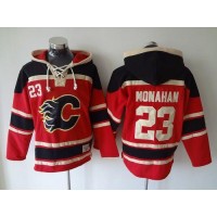 Calgary Flames #23 Sean Monahan Red Sawyer Hooded Sweatshirt Stitched NHL Jersey