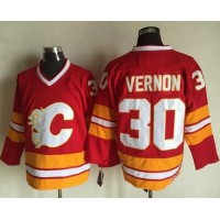 Calgary Flames #30 Mike Vernon Red CCM Throwback Stitched NHL Jersey
