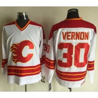 Calgary Flames #30 Mike Vernon White CCM Throwback Stitched NHL Jersey
