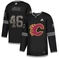 Adidas Calgary Flames #46 Marek Hrivik Black Authentic Classic Stitched NHL Jersey