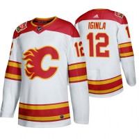 Calgary Calgary Flames #12 Jarome Iginla Men's 2019-20 Heritage Classic Authentic White Stitched NHL Jersey