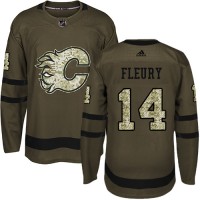 Adidas Calgary Flames #14 Theoren Fleury Green Salute to Service Stitched NHL Jersey
